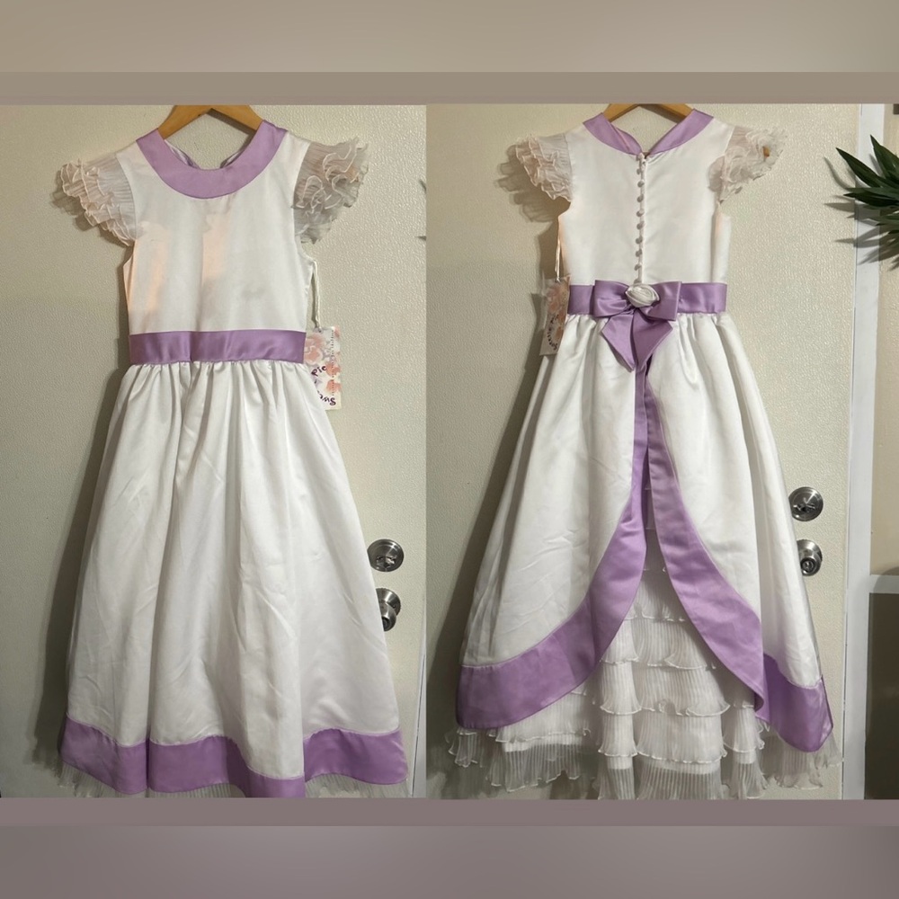 Sweetie Pie Girl’s White Purple Dress | Size 10 | NWT